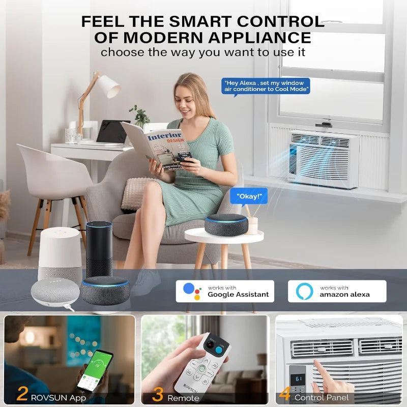 ROVSUN Smart 6000 BTU Window Air Conditioner with WiFi, Energy Saving Window AC Unit with Remote & App Control & Timer Function