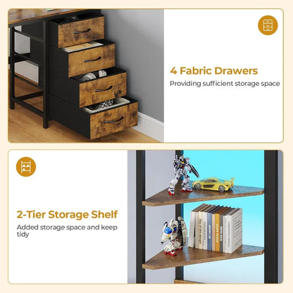 Twin Over Full Bunk Bed with Desk, Charging Station, LED Lights & Storage for Kids/Teens - Space-Saving Loft Bed
