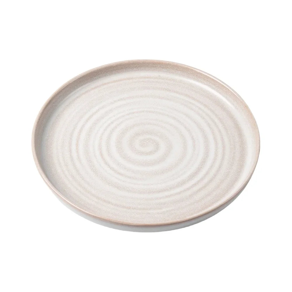 2 Pack Round Stoneware Salad Plates Dishwasher Microwave Safe Reactive Finish Unique Hand-Thrown Look Durable Dining Tableware