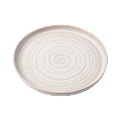 2 Pack Round Stoneware Salad Plates Dishwasher Microwave Safe Reactive Finish Unique Hand-Thrown Look Durable Dining Tableware