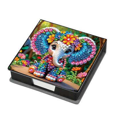Flowers Leather Diamond Painting Notecard Box Gem Art Sticky Note Holder Gem Painting Memo Pad Holder Mosaic Kit for Home Office