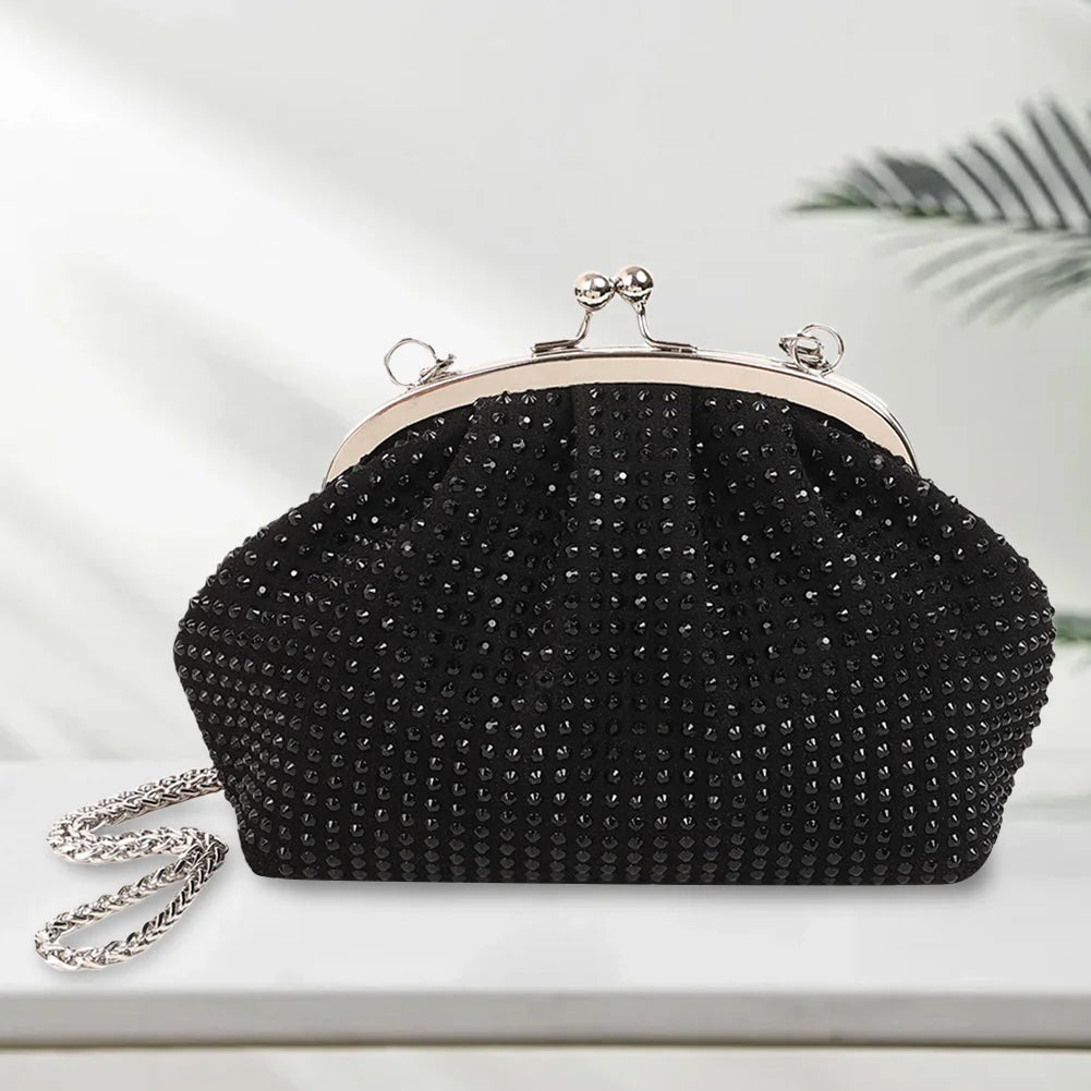Women Evening Clutch Bag Fashion Rhinestones Evening Bags Stylish Crossbody Bag Sparkly Top Handle Purse Wedding Party Bag