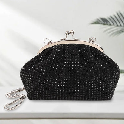 Women Evening Clutch Bag Fashion Rhinestones Evening Bags Stylish Crossbody Bag Sparkly Top Handle Purse Wedding Party Bag