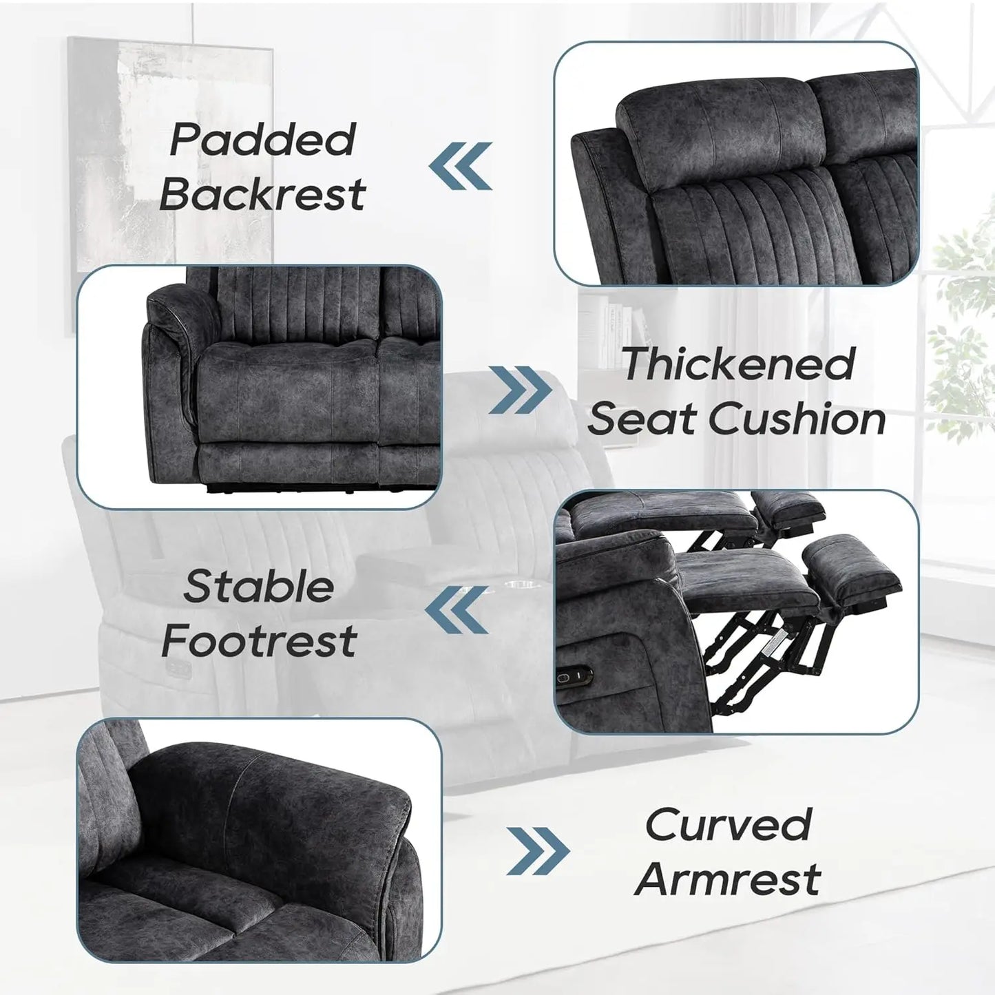 Zero Gravity Power Reclining Sofa with Adjustable Headrest, Electric Reclining Couch with Wireless Charge, USB, Customized