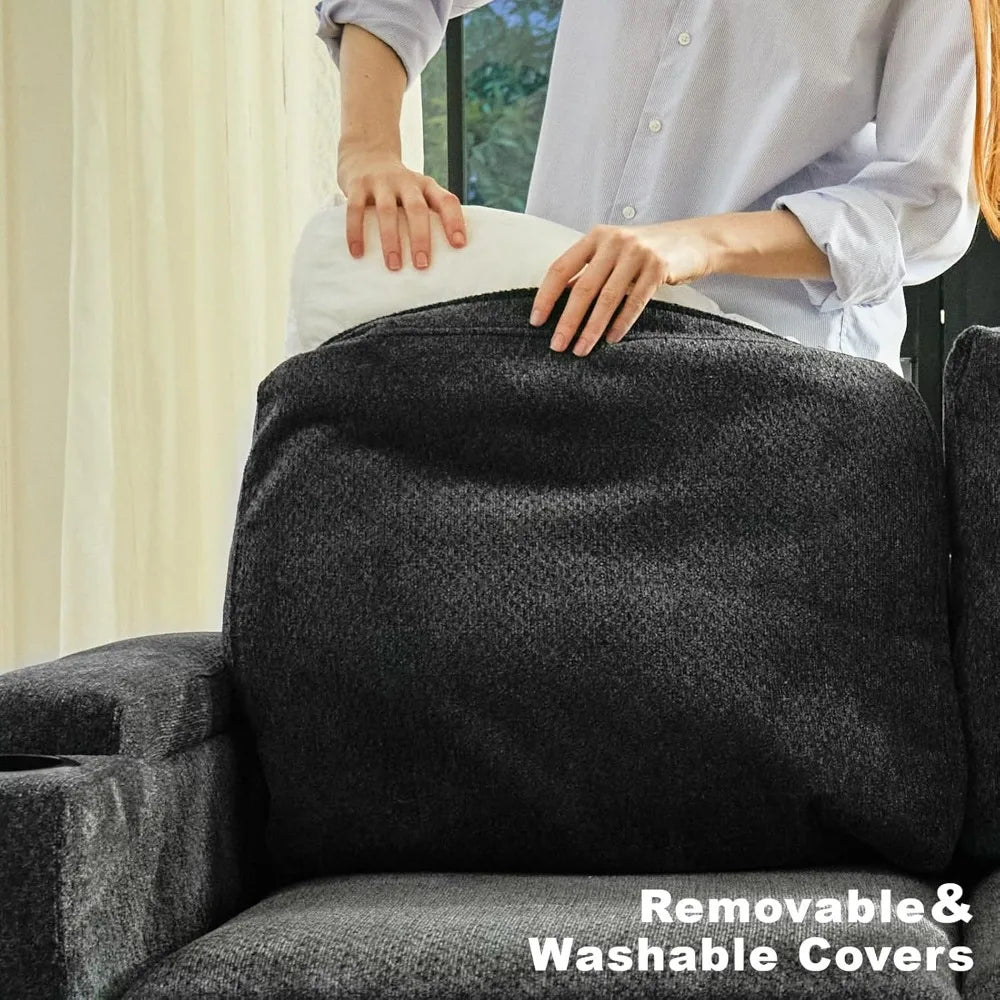 Chenille Modular Sectional Sofa Convertible L Shaped Corner Couches for Living Room with Storage Armrest with Cup Holder Dark G