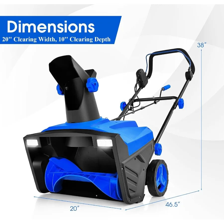 Electric Snow Blower 15 Amp 20-Inch Corded Electric Snow Thrower with LED Lights Adjustable Chute Snowblower with 30FT Throwing