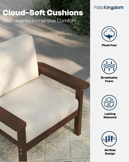 Patio Furniture Set 8 Seats, HDPE Outdoor Sectional with Beige Washable Thick Cushions, Coffee Table, Patio, Customized