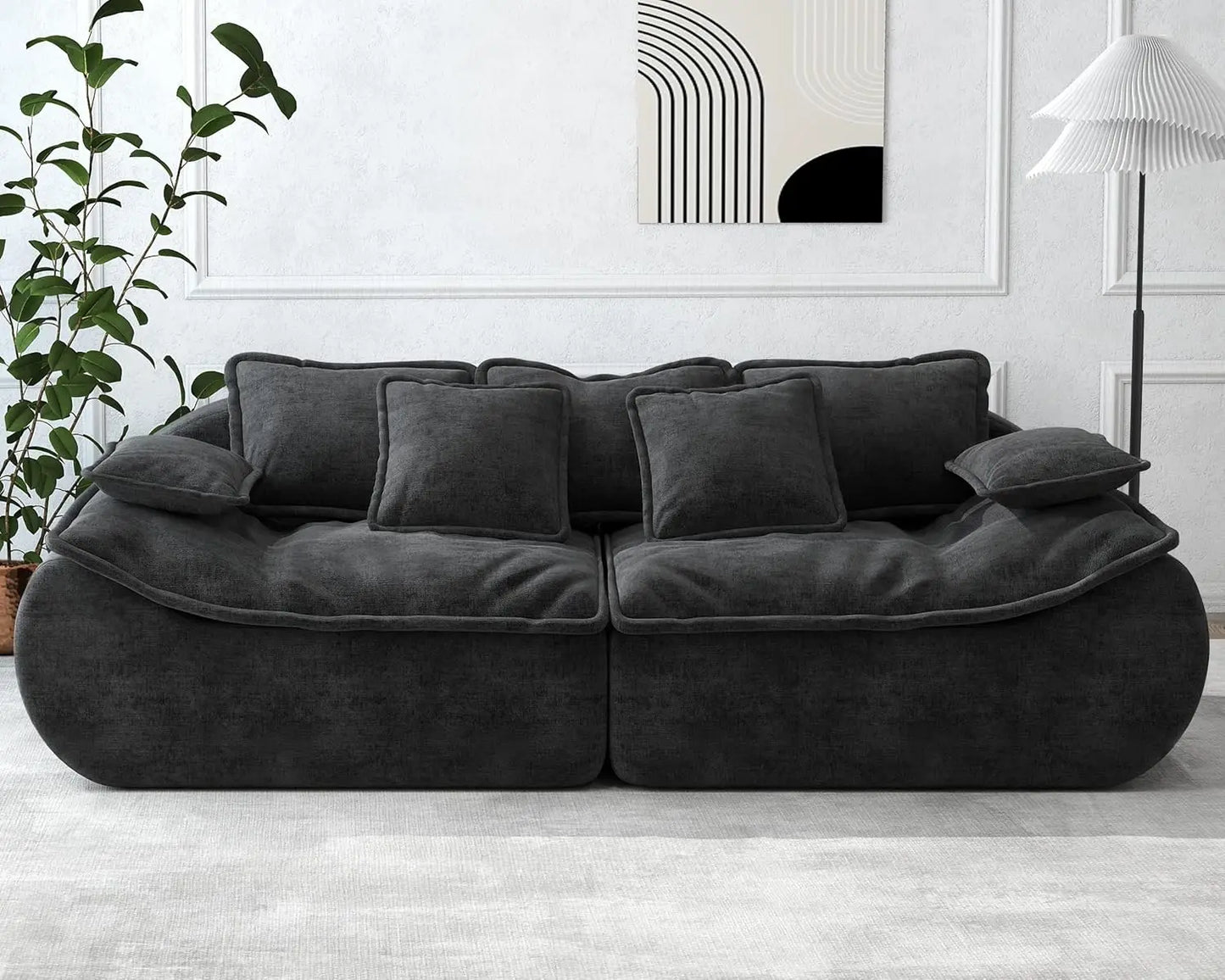 Sofa Couches 3-Seater Modular Sectional Sofa, 89''Comfy Loveseat with Throw, Deep Seat Small Sofa for Small Space, Customized