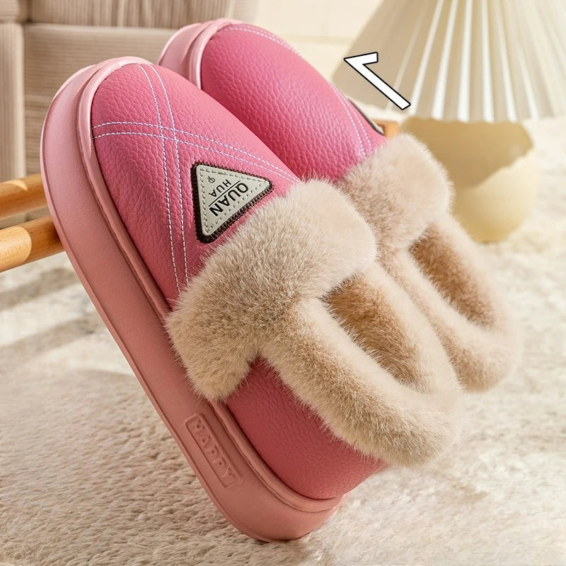 New Fashion Women's Cotton Slippers Men Winter Warm Home Cotton Shoes Waterproof Garden Shoes Indoor Slip on Concise Shoes