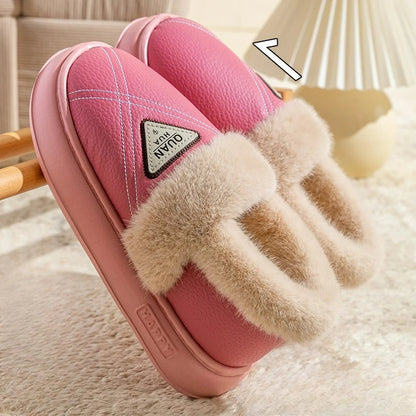 New Fashion Women's Cotton Slippers Men Winter Warm Home Cotton Shoes Waterproof Garden Shoes Indoor Slip on Concise Shoes