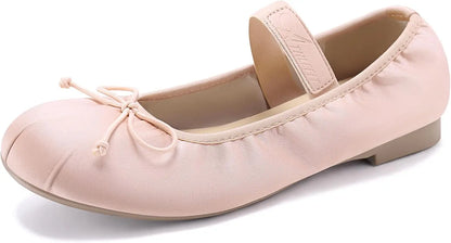Ballet Flats Shoes for Women Mary Jane Flats Bow Dressy Comfortable Round Toe Slip On Ballerina Flat Shoes