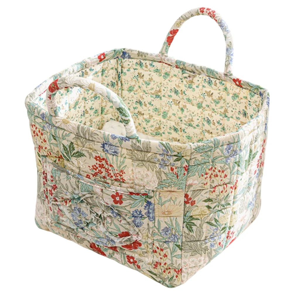 Boho Fabric Storage Basket Portable Quilted Laundry Hampers Collapsible Dirty Clothes Laundry Baskets Bathroom Storage Organizer