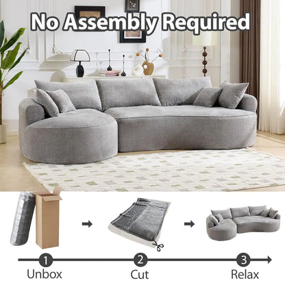 126.4" Oversized L-Shaped Boneless Sofa, Deep Seat Sectional Couch with Curved Seat Design and 7 Pillows,, Customized