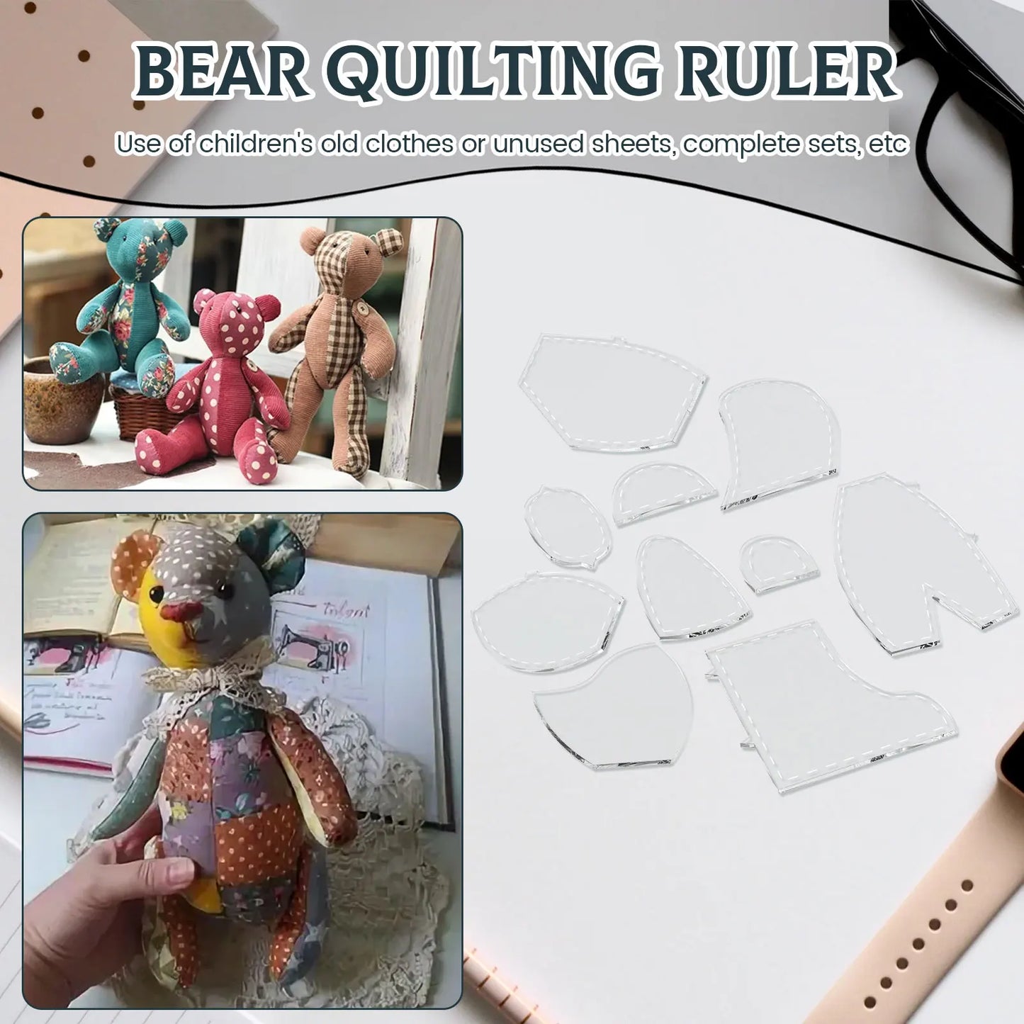 Bear template acrylic sewing pattern template ruler set is easy to operate and suitable for multi-purpose tailoring