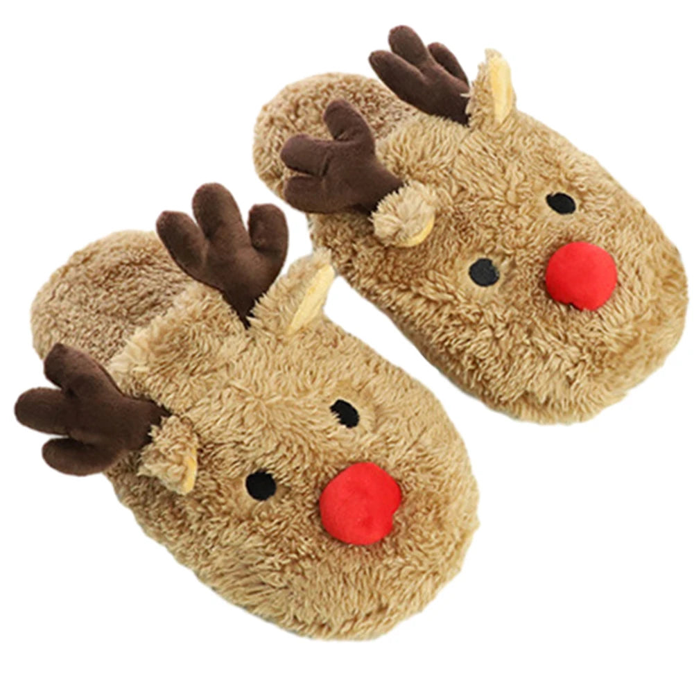 Christmas Reindeer Slippers House Flat Floor Soft Slides Winter Slippers Slip-On Slippers Women Men Breathable Bedroom Slippers