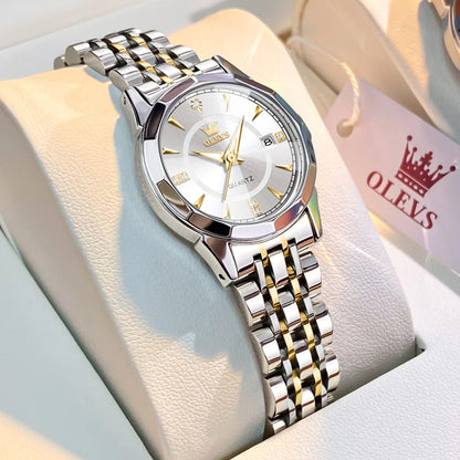 OLEVS Original Brand Elegant Women's Watches Waterproof Luminous Quartz Watch for Lady Necklace Bracelet Gift Box Set Calendar