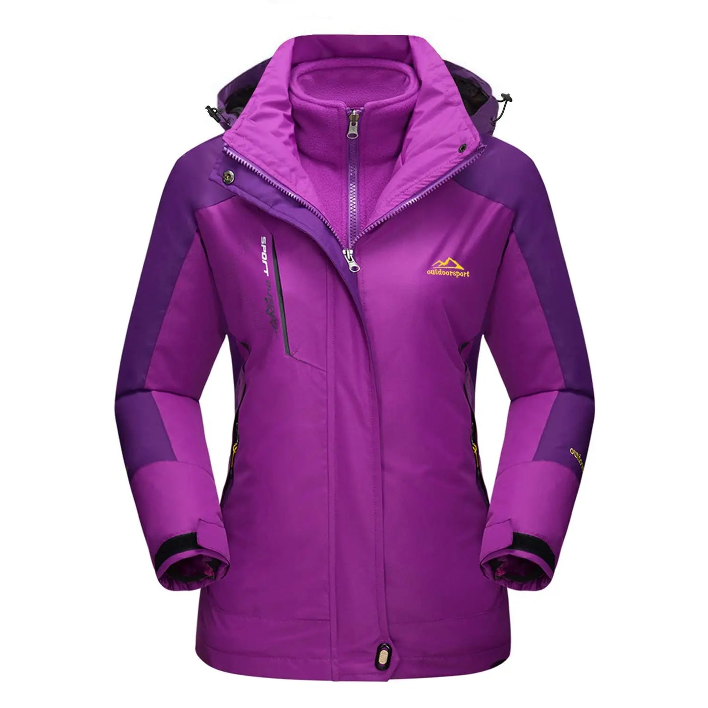 Women's 3-IN-1 Jackets Waterproof Fleece Jacket Outdoor Windproof Skiing Snowboarding Coat Hiking Jackets Parka Hodded Coats