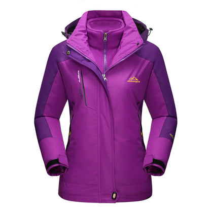 Women's 3-IN-1 Jackets Waterproof Fleece Jacket Outdoor Windproof Skiing Snowboarding Coat Hiking Jackets Parka Hodded Coats