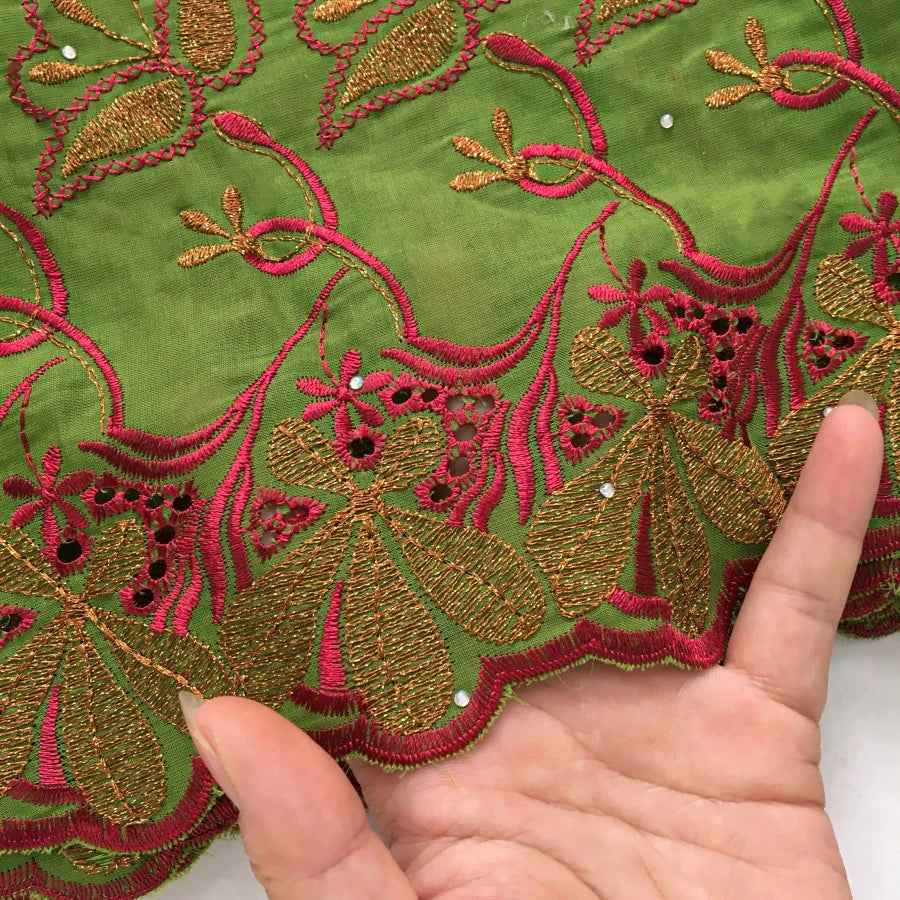 SJD LACE African Nigerian Cotton Lace Fabrics 5Yards 2025 High Quality Embroidery Swiss Voile Lace for Women Party Dresses 4370