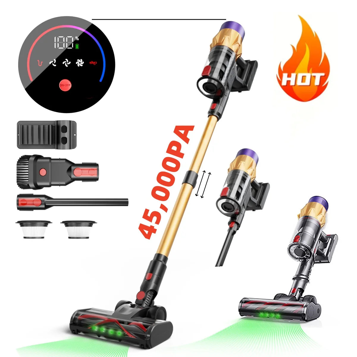 Wireless Vacuum Cleaner 550W 45KPA Strong Suction Portable Dust Cleaning Machine 1.2L Dust Cup Home  Cleaner