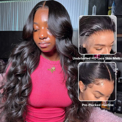 40 30 Inch 13x6 Body Wave Human Hair Frontal Wig 13x4 HD Lace Natural Black Front Wig Human Hair Glueless 5x5 HD Closure Wigs