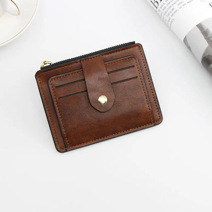 Men Fashion Credit ID Card Holder Wallet Male Slim Leather Wallets with Coin Pocket Luxury Brand Designer Brown Business Purse