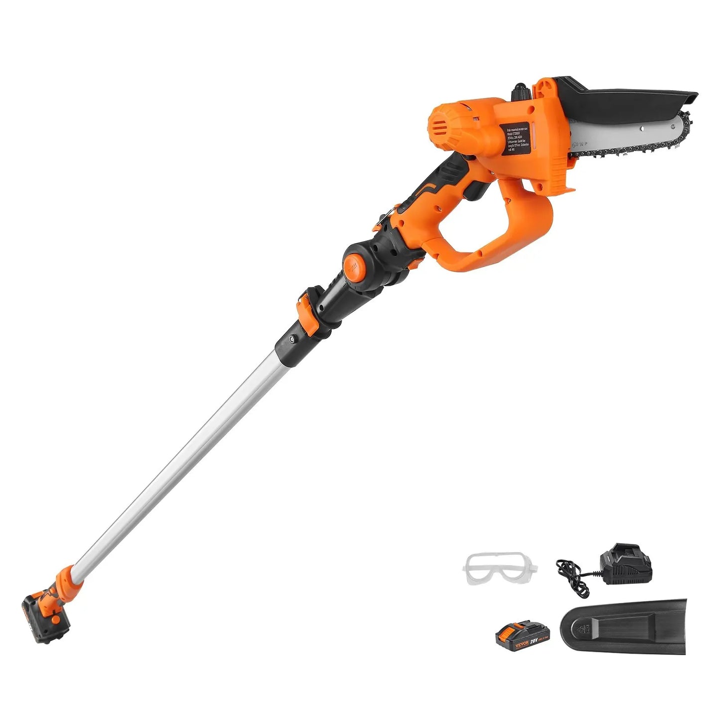 2-in-1 Cordless Pole Saw & Mini Chainsaw, 20V 4Ah Battery Pole Chainsaw, Cutting Capacity 8 Ft Reach Pole Saw For Branch