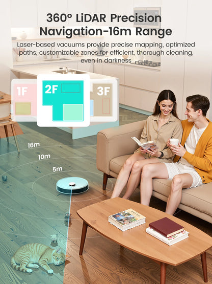 LEFANT Robot Vacuum Cleaner with Mapping, 12000Pa Suction, Emptying Station, Automatic Washing and Drying, DTOF Laser