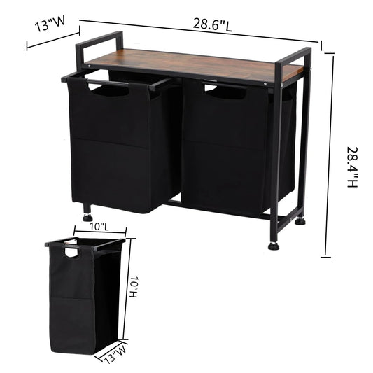 Laundry Hamper, Laundry Basket Organizer Laundry Sorter 2 Section with Removable Laundry Bag and Top Shelf, Dirty Clothes Hamper