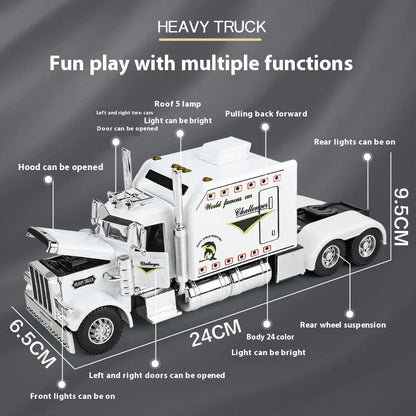 1:24 Peterbilt 389 alloy car model, with lighting and simulated sound effects,Toy Trucks for Boys gift