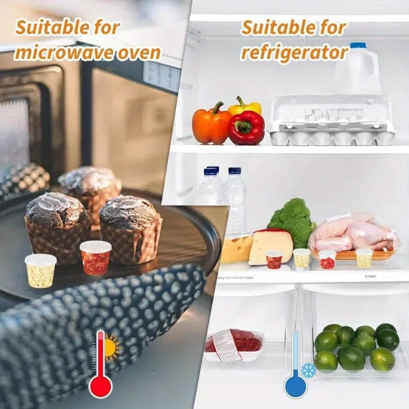 50-200pcs Clear Plastic Sauce Jars with Lids Small Sauce Cup Disposable Food Containers Sauce Pots for Kitchen Food Storage