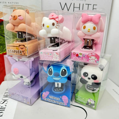 Sanrio Cartoon Stitch Style Stapler Silicone Figurine Desktop Nail Remover Children's Stapler Office Binding Student Supplies