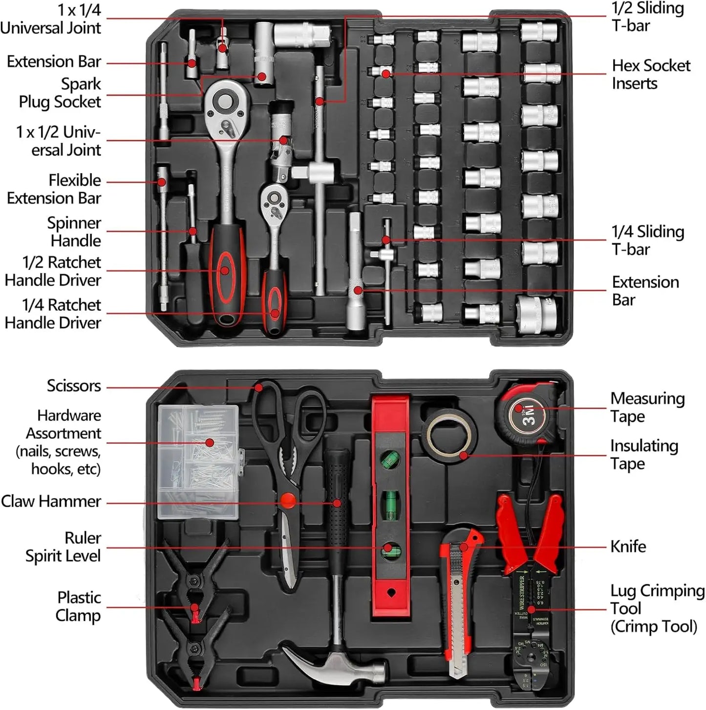 799pcs Tool Set Home Repair Tool kit with Trolley Case Mechanic Wrenches Socket Hand Tools for Daily Use Househould Work Repair