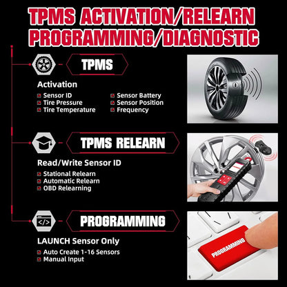 LAUNCH X-431 i-TPMS TPMS Tire Pressure Detector Relearning Tool, Activation/Relearning/Programming Sensors Works w/ X431 Scanner
