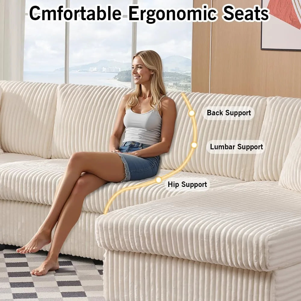 123" U-Shaped Sectional Sofa: Two L-Shape Chaise | 2 Cloud Couch Sectional with Two Pillows | Couches for Living Room,Customized