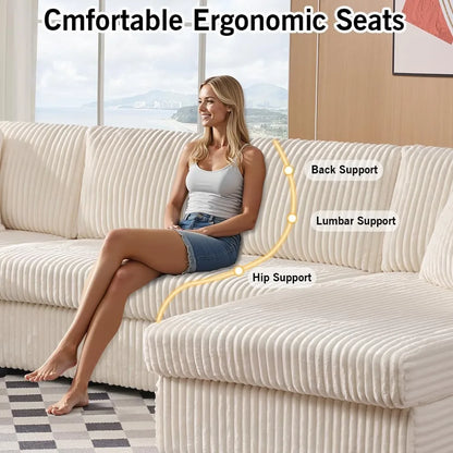 123" U-Shaped Sectional Sofa: Two L-Shape Chaise | 2 Cloud Couch Sectional with Two Pillows | Couches for Living Room,Customized