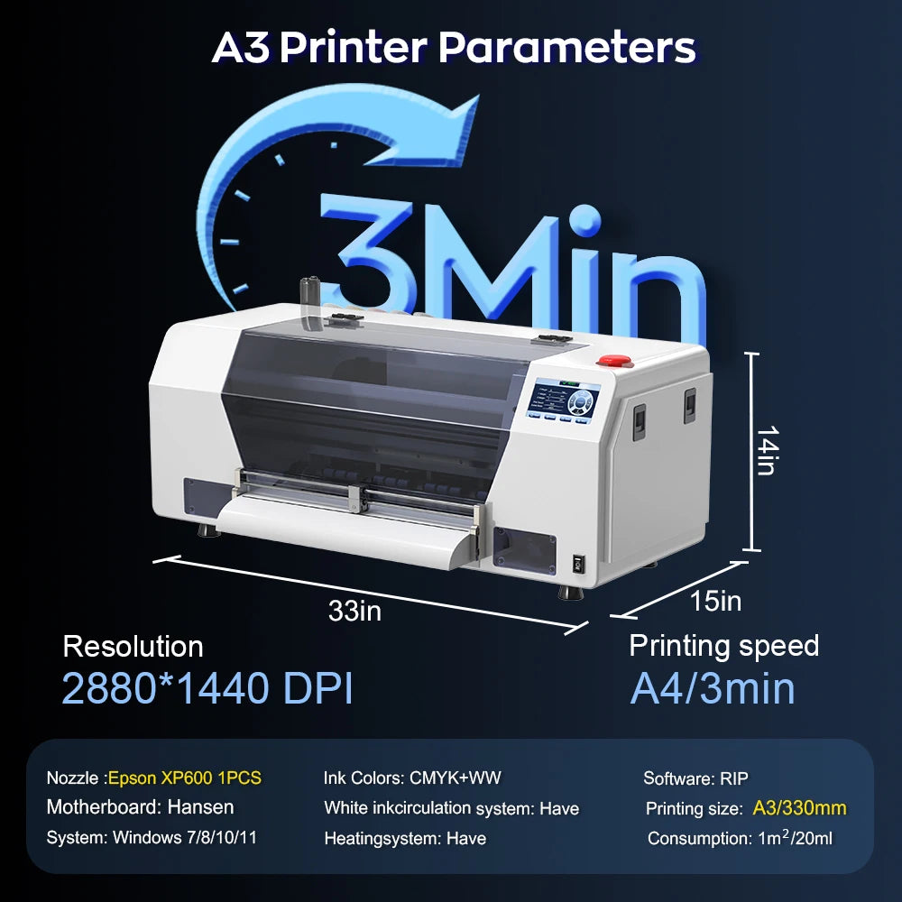 EU/US Stock A3 XP600 DTF Printer Printer Impresora A3 DTF Printer With OvenTransfer Printer Direct to Film Print T-Shirt Printer