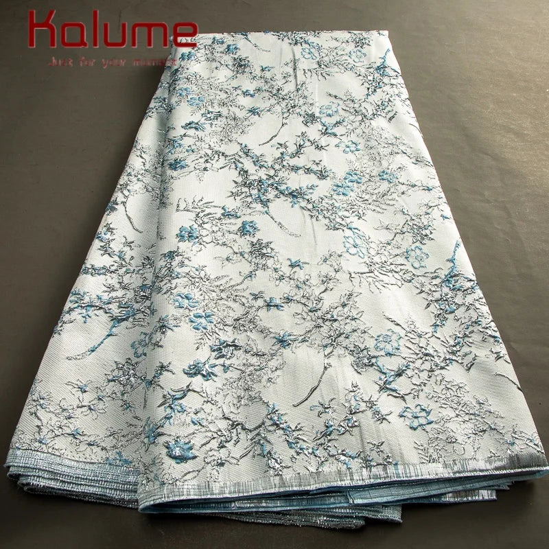 Kalume African Brocade Jacquard Lace Fabric 2025 High Quality Gilding Lace Fabric Ship From U.S. 2-5Days for Sewing Dress F3464