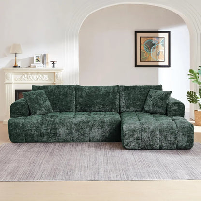 108” Cloud Modular Sectional Sofa Couch with Deep Seat, Modern L-Shaped Boneless Couch with Chaise, Comfy Chenille, Customized