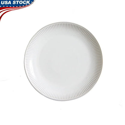Elegant 10.5 Inch Stoneware Dinner Plate Ribbed Edge Microwave Dishwasher Safe Durable Ceramic Dish
