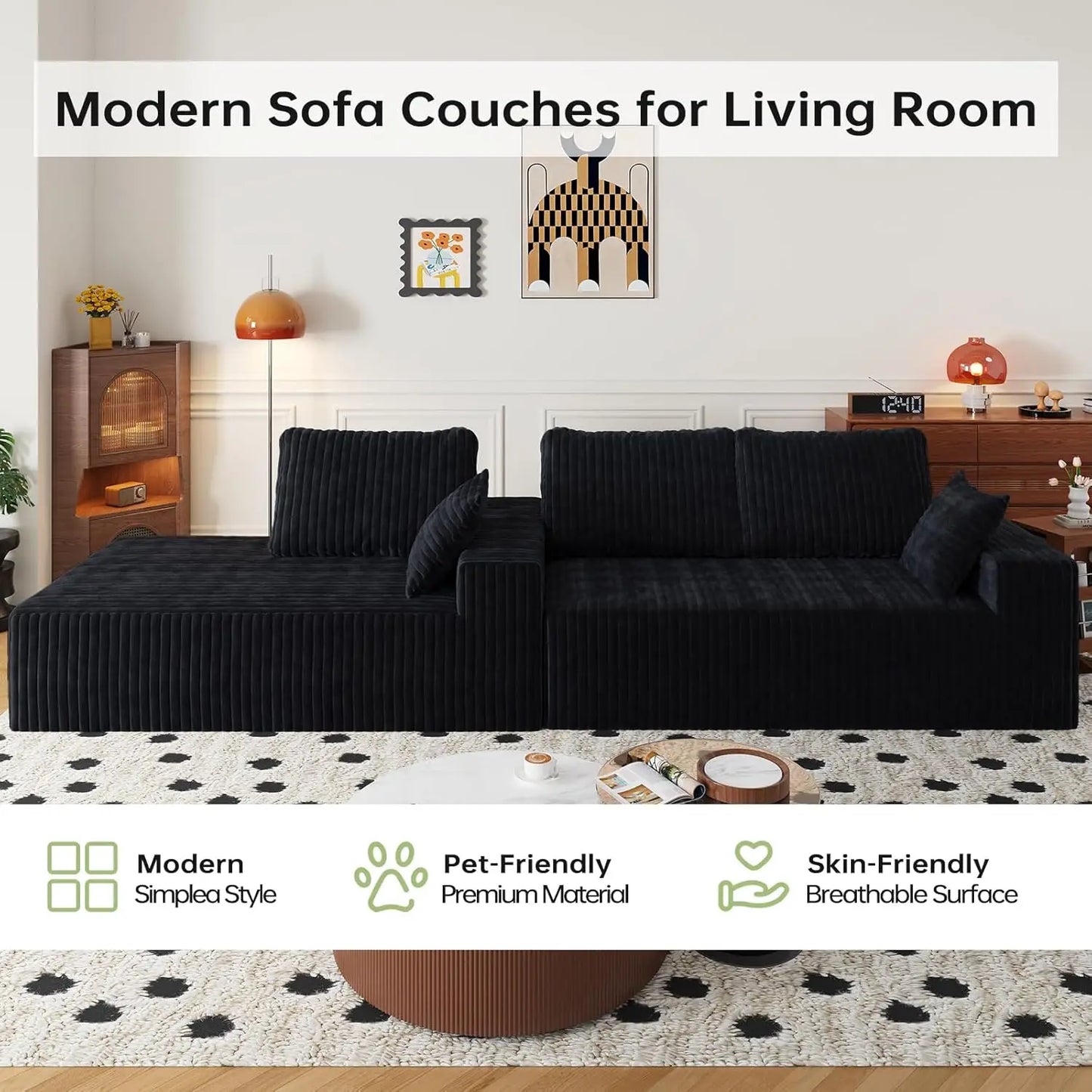 108" Cloud Sectional Couch with L-Shape Chaise,4 Seat Modern Modular Sofa with Deep Seat,Upholstered Couches for, Customized