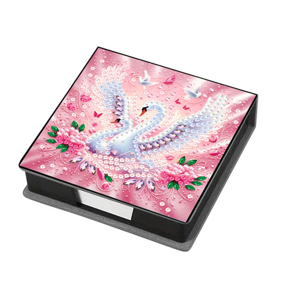 Flowers Leather Diamond Painting Notecard Box Gem Art Sticky Note Holder Gem Painting Memo Pad Holder Mosaic Kit for Home Office