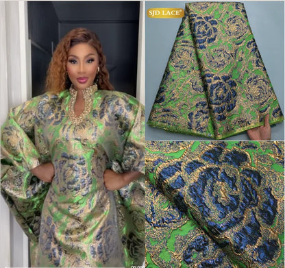 SJD LACE Nigerian Brocade Lace Fabric 2025 High Quality French Gilded Jacquard Lace Damask Dress For Women Wedding Party Sew4096