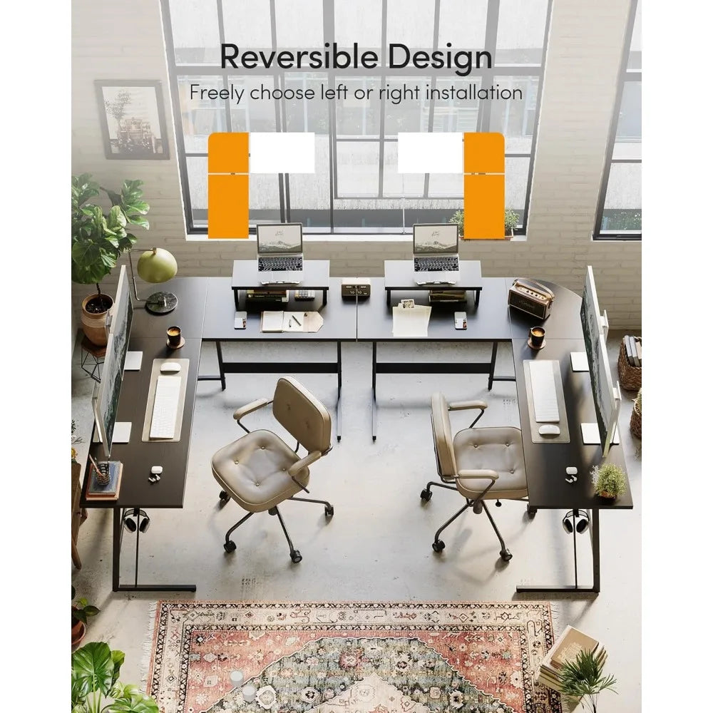 Large Corner Desk for Home Office, 47 Inch L-Shaped Computer Desk with Ample Monitor Stand Space