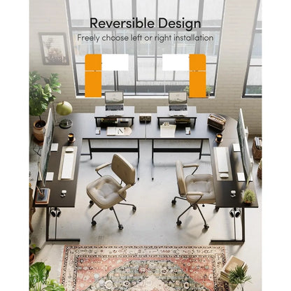 Large Corner Desk for Home Office, 47 Inch L-Shaped Computer Desk with Ample Monitor Stand Space