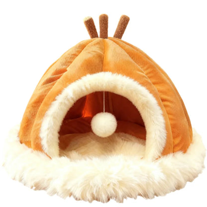 Extra Large Winter Cat Nest Closed Four Seasons Universal Pumpkin colored Cat Nest Pet Cat Villa Sleep Thickened Tent