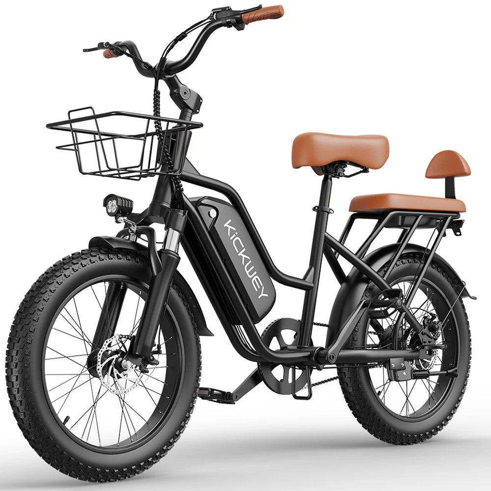 Kickwey LD20 Electric bike 1500W Motor 48V20AH Removable Battery Electric bicycle Dual Disc Brake 20×4 Inch Fat Tire Snow E-bike