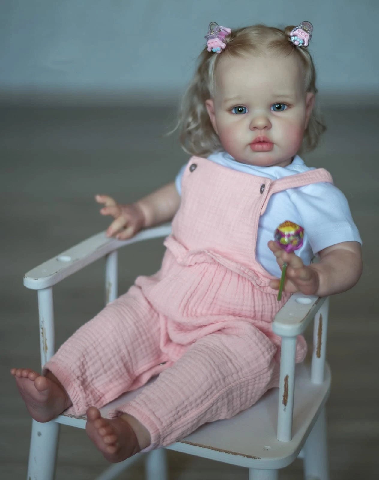 24inch Ellie Reborn Toddler Girl Rooted Blond Hair High Quality Hand Painted Doll Soft Cloth Body 3D Skin