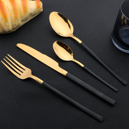 24Pcs Dinnerware Set Stainless Steel Cutlery Set Silver Knife Fork Spoon Dinner Flatware Set Kitchen Silverware Tableware Set