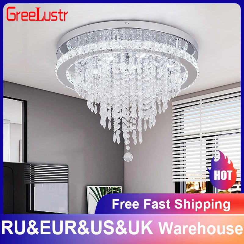 Modern Luxury Crystal Ceiling Lamps With Remote Control Ceiling Chandeliers Home Dimmable Pendant Lights Fixtures for Bedroom Li